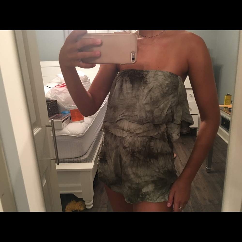 tie dye strapless romper